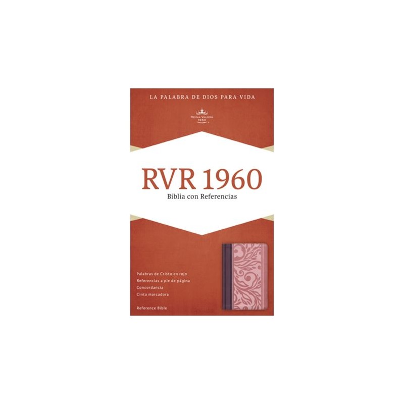 Biblia RVR 1960 Símil Piel, color Borravino y Rosa con Referencias