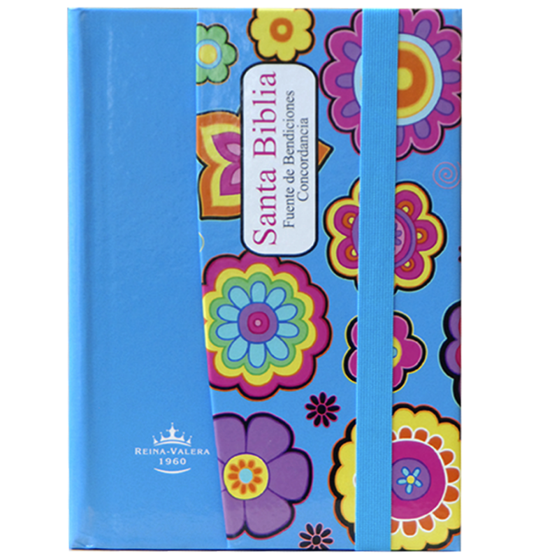 Biblia Tapa Dura Azul con Flores